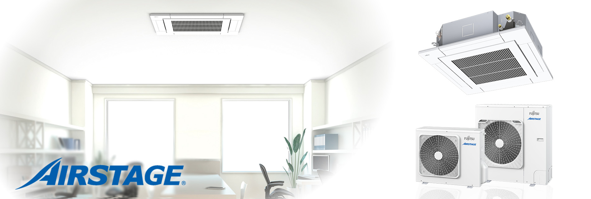 オフィスの天井に天井カセット形4方向吹き出しタイプが設置されている部屋のイメージ｜天井カセット形4方向吹出しタイプ