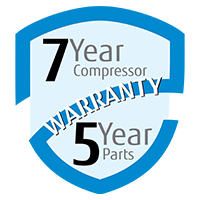 7 year compressor 5year parts Warranty.