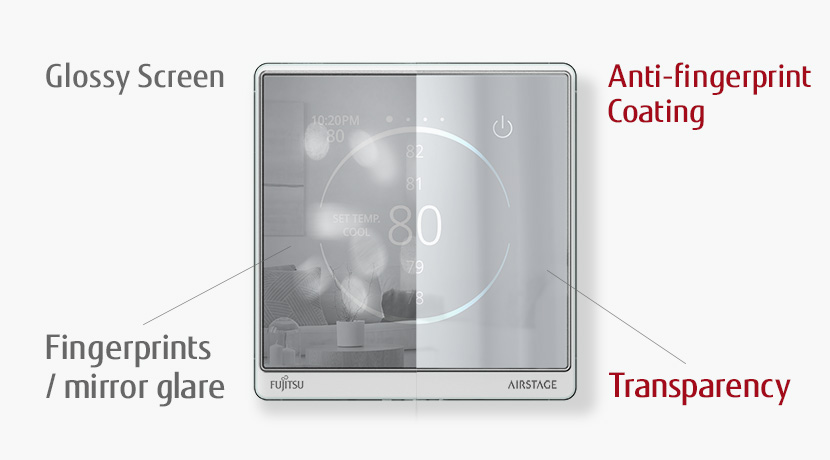 Glossy Screen: fingerprints / mirror glare, Anti-fingerprint Coating: Transparency